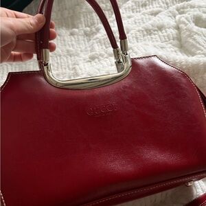 Gucci Burgundy Leather Satchel with Silver Accents